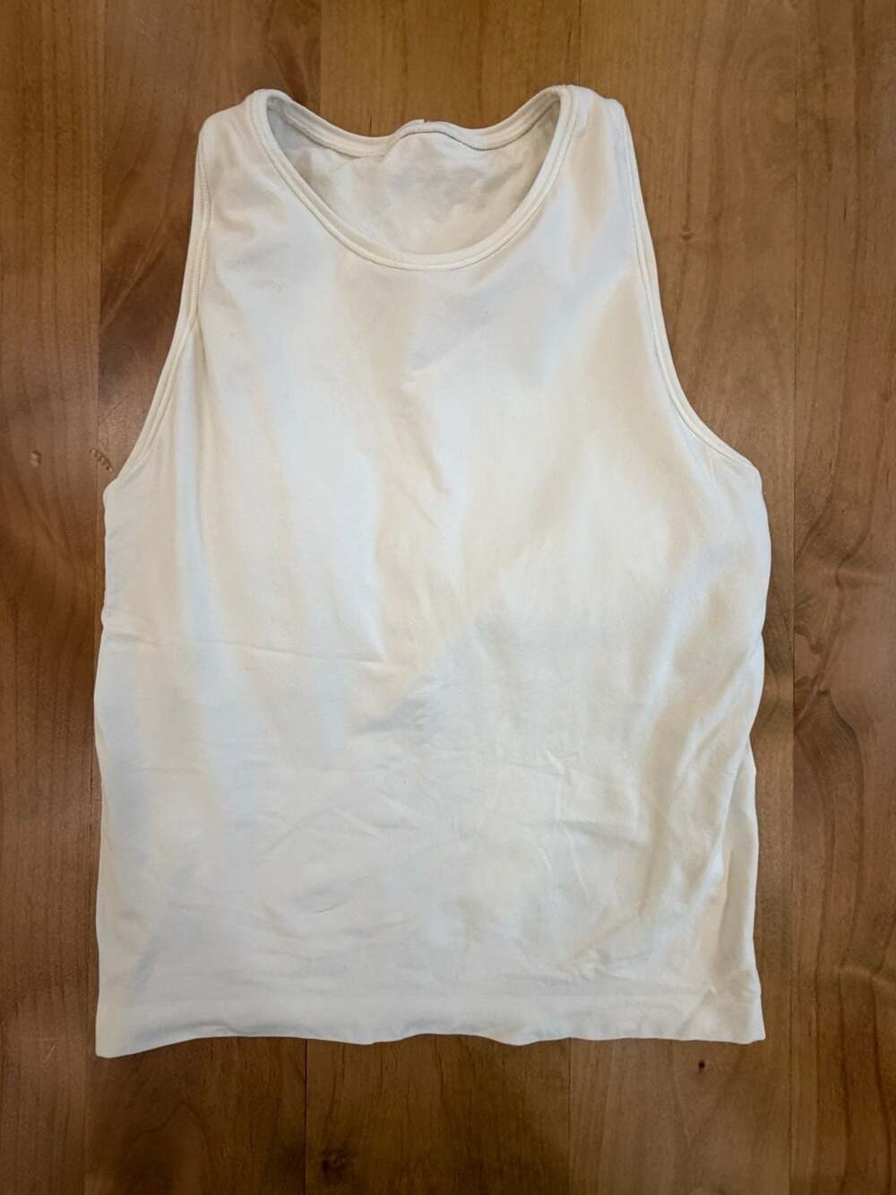 Athleta White High Neck Tank Top with Built-in Bra